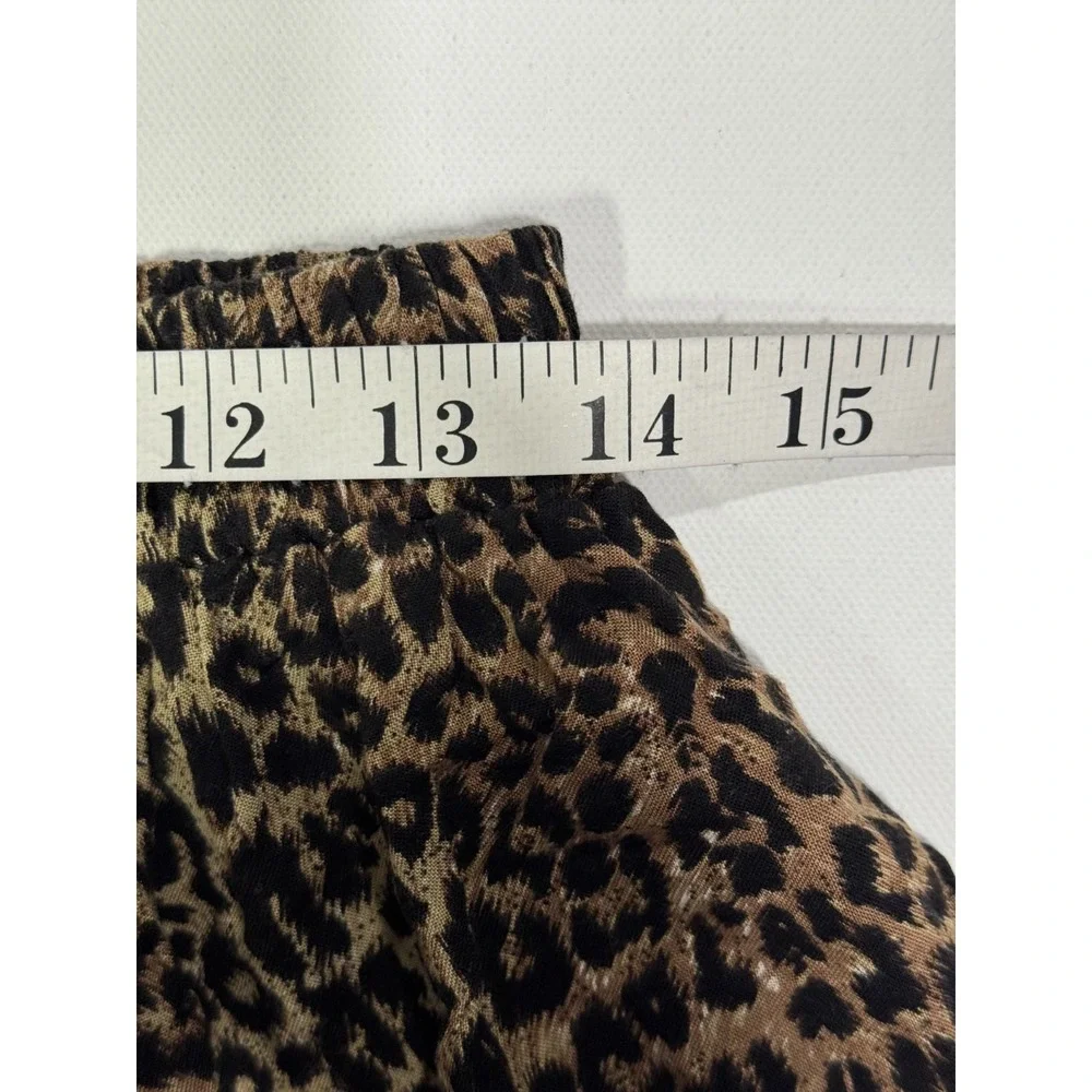 Scott Taylor Vintage Leopard Print Midi Skirt Large Elastic Pull‎ On Rayon USA